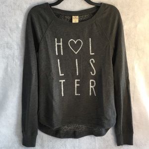 Hollister Gray Crew Neck Sweatshirt with Knit Back